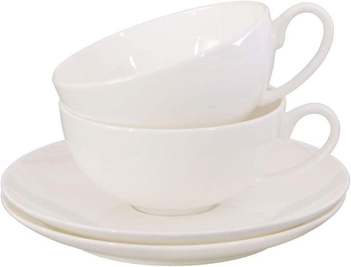 Buchensee Teetassen Set aus Fine Bone China Porzellan. 2 Teetassen je 150ml und 2 Unterteller in fei