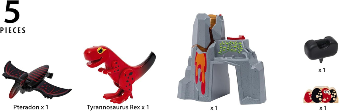 BRIO World - 36092 Dinosaurier-Vulkan mit Ausbruchsfunktion - Zugset für Kinder ab 3 Jahren
