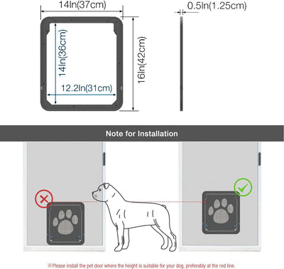 NAMSAN Haustierklappe Hundeklappe Katzenklapp für Fliegengitter mit Magnet Geschlossen