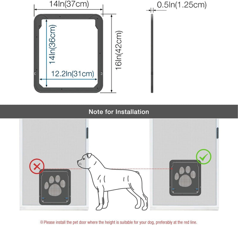 NAMSAN Haustierklappe Hundeklappe Katzenklapp für Fliegengitter mit Magnet Geschlossen