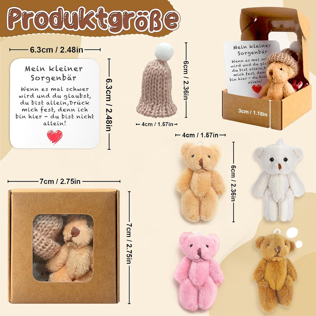 Teddybär Klein Pocket Hug Deutsch Mini Stofftiere Kleiner Teddy Mit Karte & Geschenkbox Klein Positi