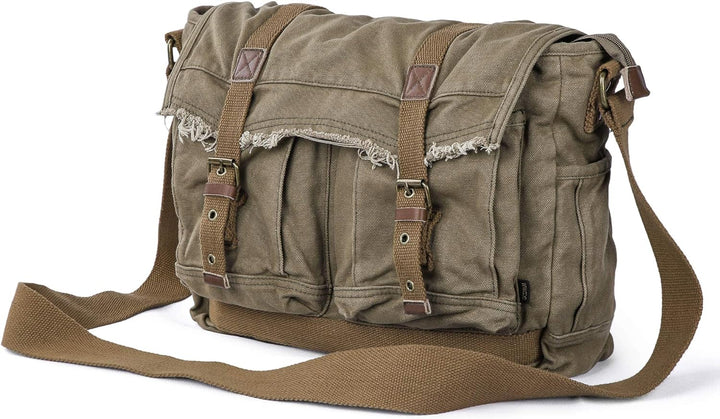 Gootium Canvas Messenger Bag - Vintage Umhängetasche Fransen Stil Satchel, armee-grün (Grün) - 80808