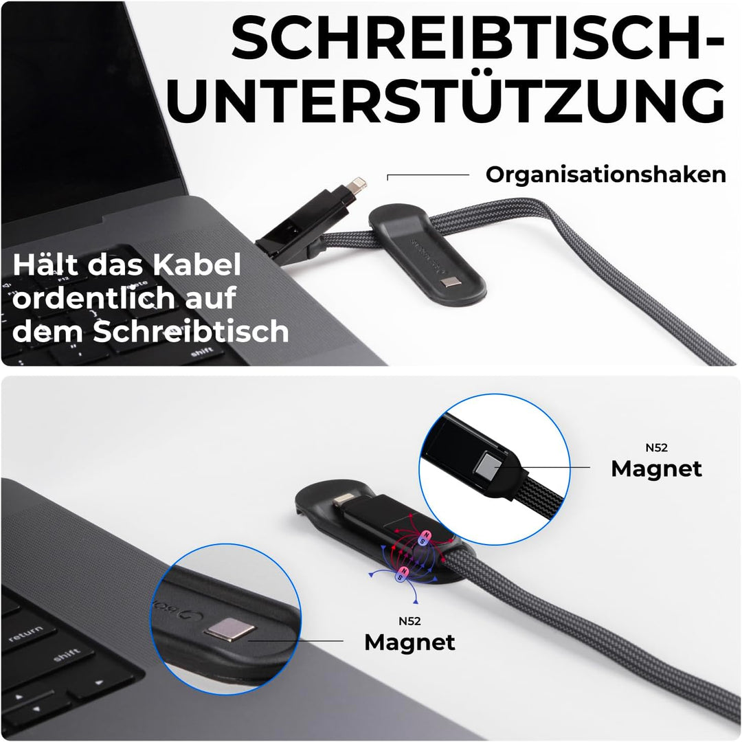 inCharge Rolling Square XL 300 cm - USB-C-Kabel, Universal-Smartphone-Kabel, Geschenk für Männer, 6-