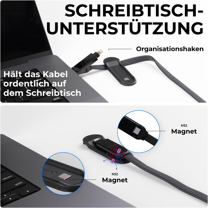 inCharge Rolling Square XL 300 cm - USB-C-Kabel, Universal-Smartphone-Kabel, Geschenk für Männer, 6-