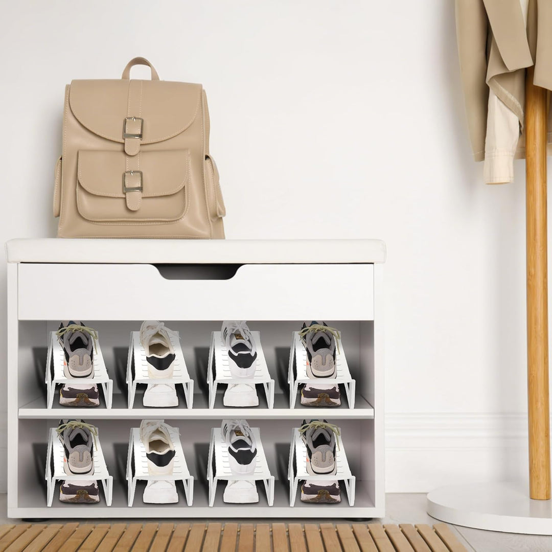 HENGMEI 20 Stück Schuhschlitze Organizer Rutschfest Schuhhalter Doppelschicht Schuhstapler Schuhaufb