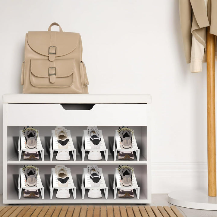 HENGMEI 20 Stück Schuhschlitze Organizer Rutschfest Schuhhalter Doppelschicht Schuhstapler Schuhaufb