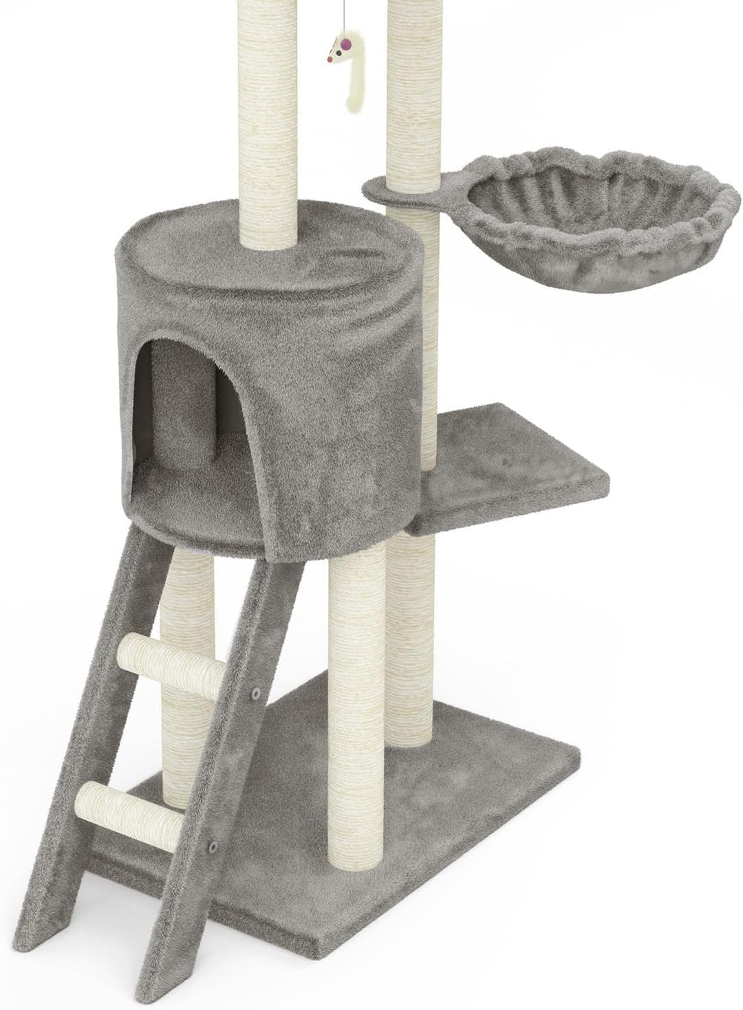 Beltom® KRATZBAUM KATZENKRATZBAUM KLETTERBAUM KATZENBAUM SPIELBAUM 140 cm. Park Spiele - Grau, Grau