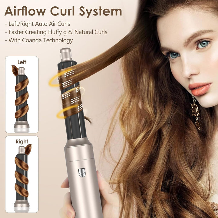 Journeyside 5-in-1 Airstyler Set 1000W, Professioneller Warmluftbürste mit Lockenstab&Glätteisen, Mu