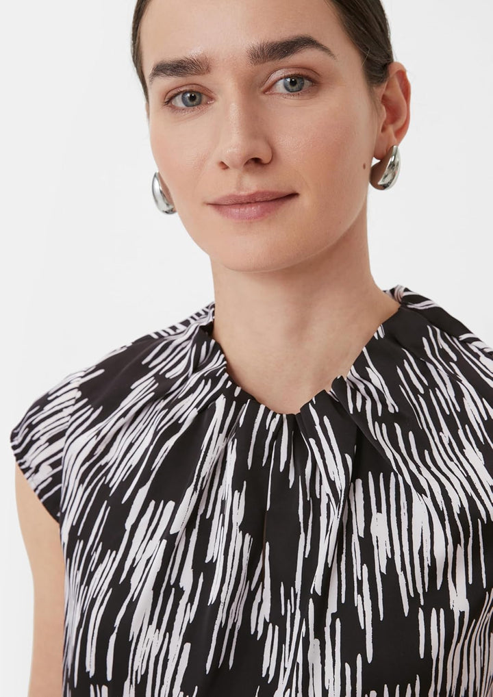 Comma Satinbluse mit Kappärmeln 34 99a7_schwarz, 34 99a7_schwarz