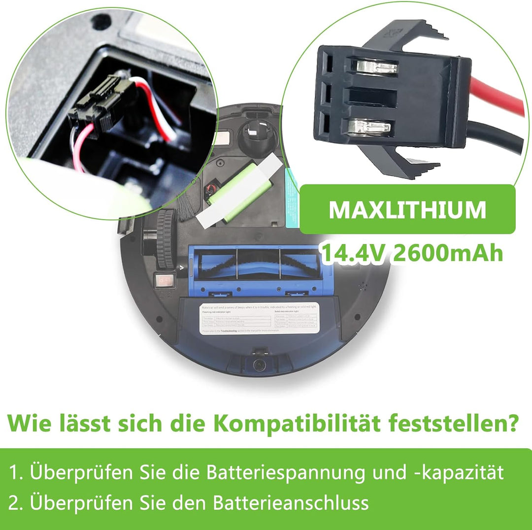 14.4V 2600mAh Ersatz-Akku Akku kompatibel mit Eufy RoboVac 11S 11S MAX G10 Hybrid G20 Serie 15C 30 3