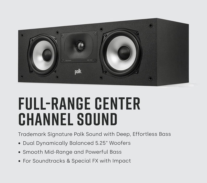 Polk Audio Monitor XT30 Center Lautsprecher, Hi-Res Zertifiziert, kompatibel mit Dolby Atmos und DTS