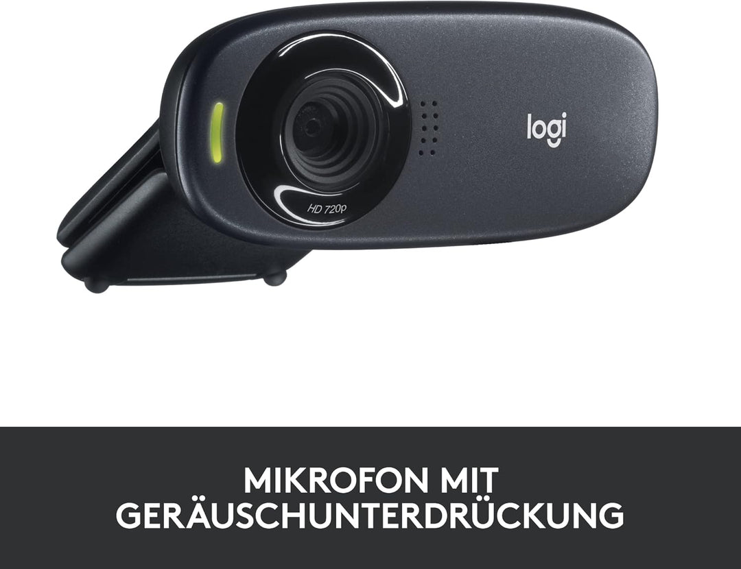 Logitech C310 Webcam, HD 720p, 60° Sichtfeld, Fester Fokus, Belichtungskorrektur, USB-Anschluss, Rau