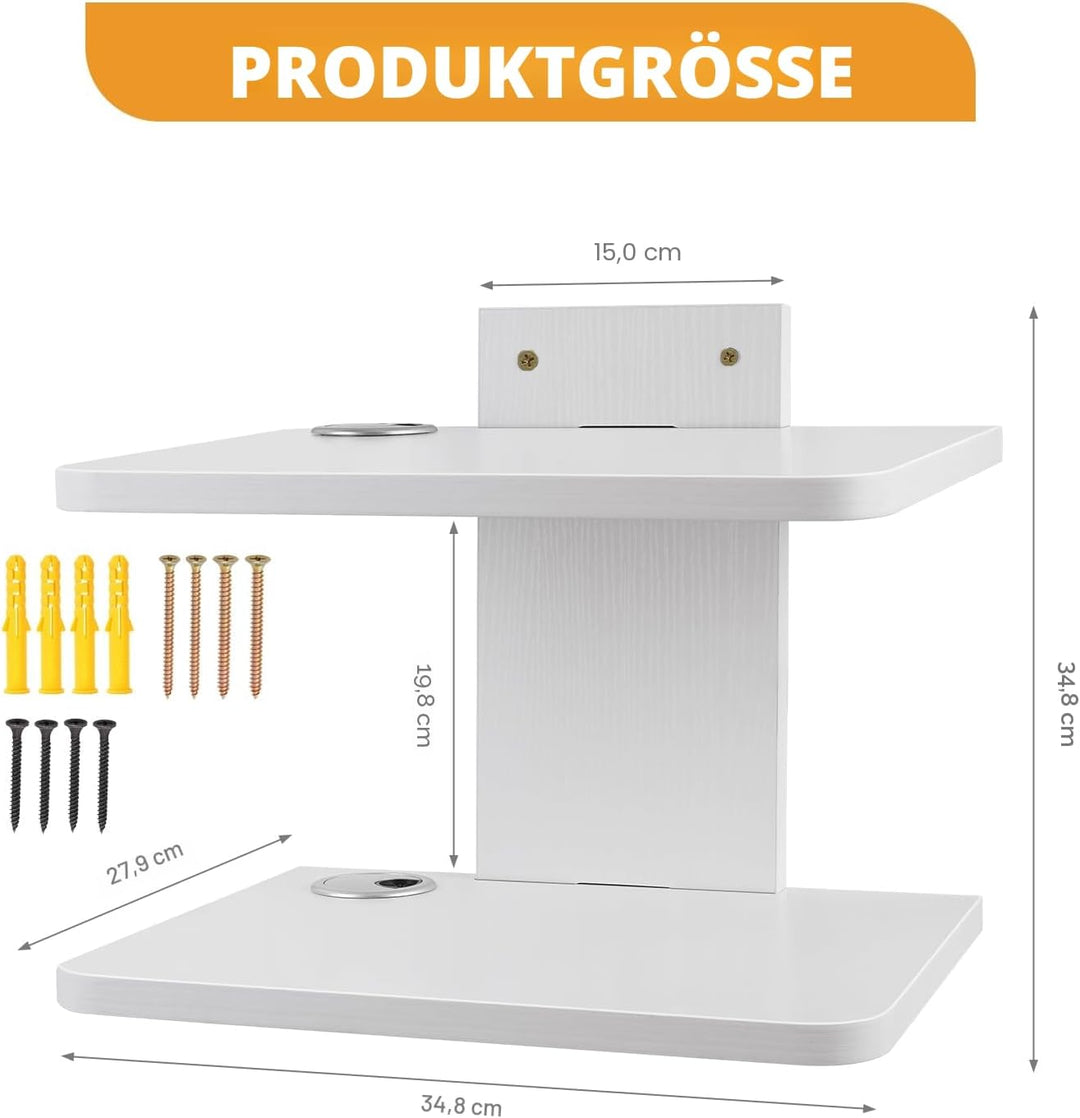 BiJun Floating TV Regal Schrank, Hi-Fi Regal Holz Möbel Rack TV-Einheit Wandmontage unter TV, Entert