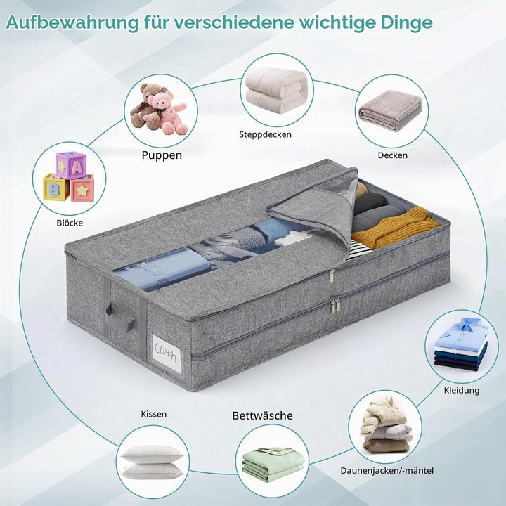 GARPROVM Stabil Unterbett Aufbewahrungsbox 2er Set, 76x40x17cm Formstabil Unterbettkommode Unterbett