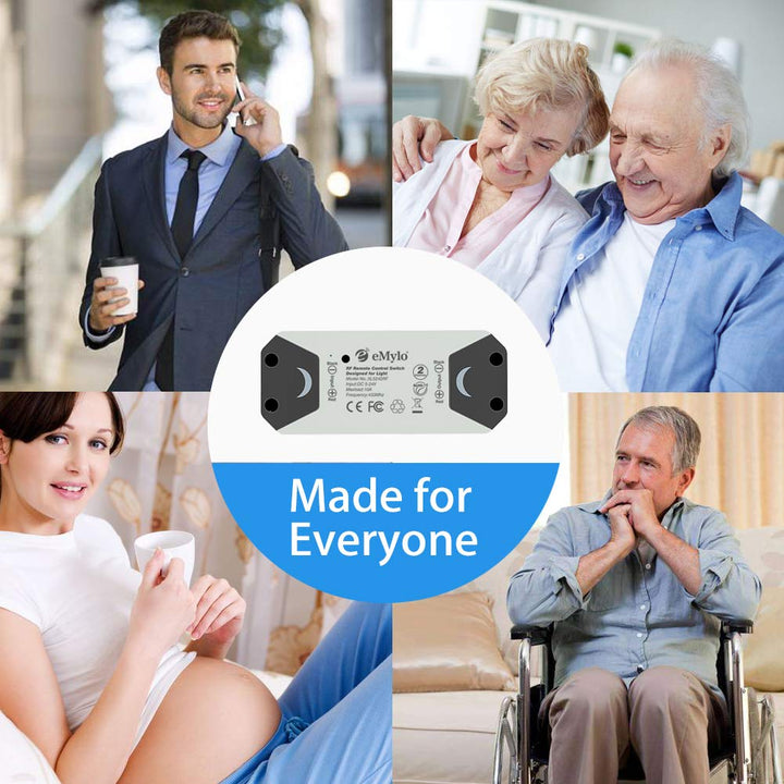 eMylo Smart Relaisschalter Wireless RF DC 12V Zwei 2-Kanal-Fernsteuerungsschalter 5V-24V HF-Relaissc