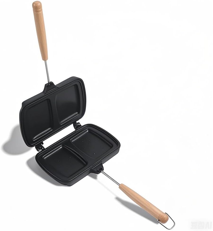 Natudeco Sandwichpfanne, antihaftbeschichtetes, doppelseitiges Braten, tragbarer Dual-Sandwich-Panin