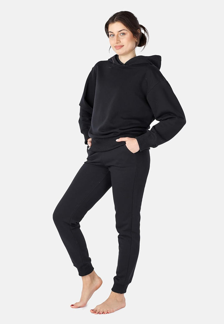 Bellivalini Kapuzenpullover lang Damen Hoodie Sportanzug Oberteil Jogging Pullover BLV210 XS Schwarz