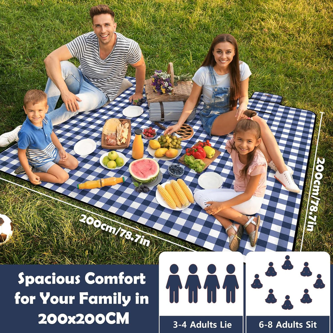 Picknickdecke wasserdicht, Extra grosse Picknickmatte 200x200 cm, sandabweisend waschbar Camping Str