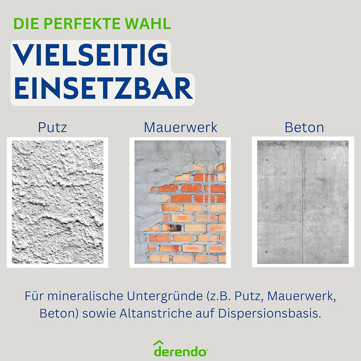 derendo Fassadenfarbe grün 10l mit EXTRA hohem Wetterschutz, matte silikonharzverstärkte Fassaden Fa