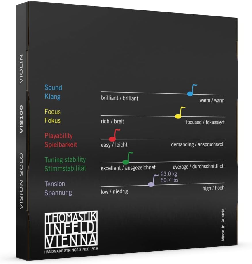 Thomastik VIS100 Infeld Saiten für Violine Vision Solo Satz 4/4 Mittel Satz (Alu D) 4/4 VIS100, Satz