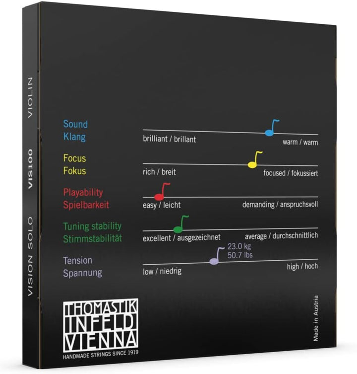 Thomastik VIS100 Infeld Saiten für Violine Vision Solo Satz 4/4 Mittel Satz (Alu D) 4/4 VIS100, Satz