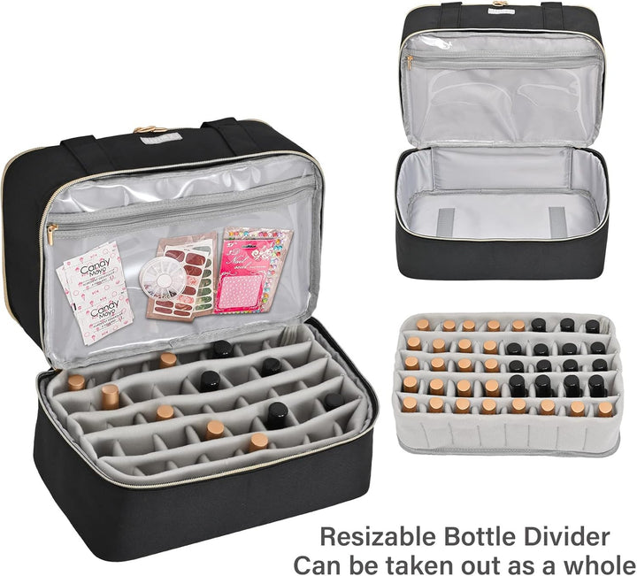 Nagellack Aufbewahrung Tasche,Doppelschichtige Nagellack Organizer für 40 Flaschen(15ml-0.5 FL.oz) u