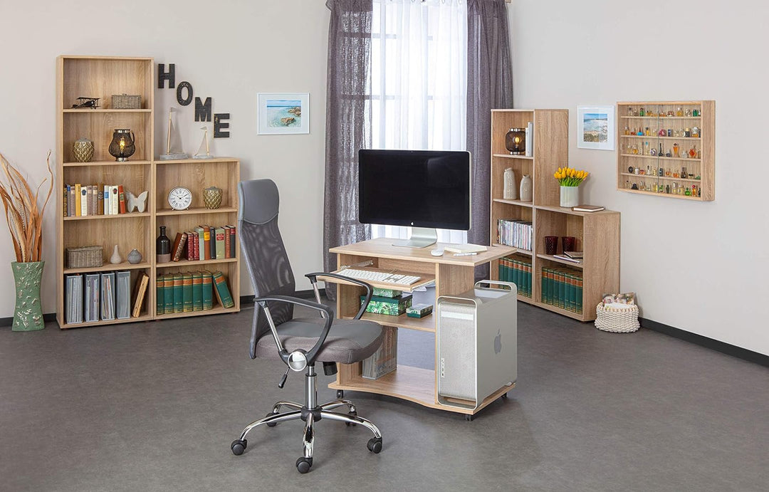 Bücherregal Standregal 2 Fächer Höhenverstellbare Böden Holzregal Wohnzimmer Arbeitszimmer Büro Pari