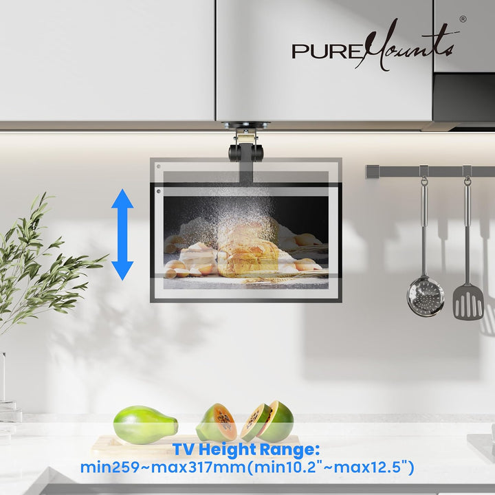 PureMounts TV Deckenhalterung für Fernseher, geeignet für 13-27 Zoll, klappbar, höhenverstellbar, sc