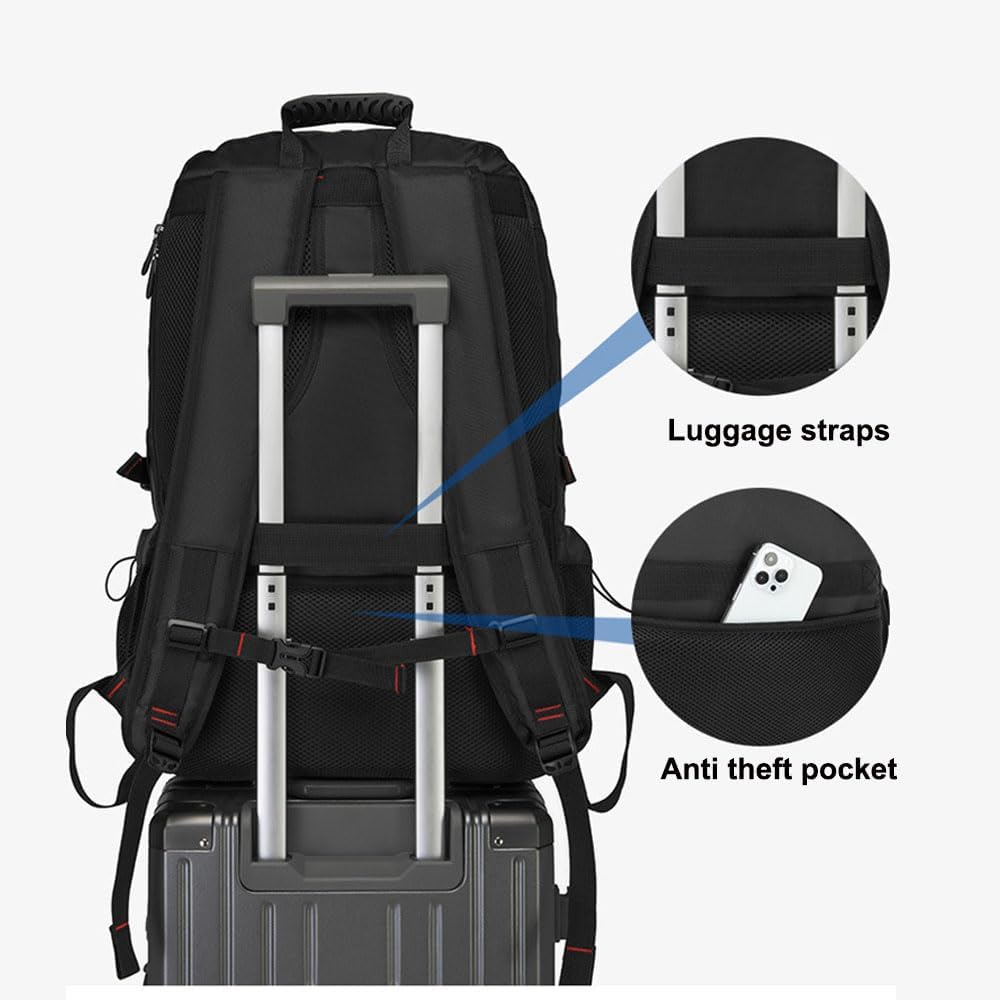 60L 80L Gross Reiserucksack Herren,Erweiterbar Handgepäck Rucksack,Wasserdichter 17-Zoll Laptoptasch