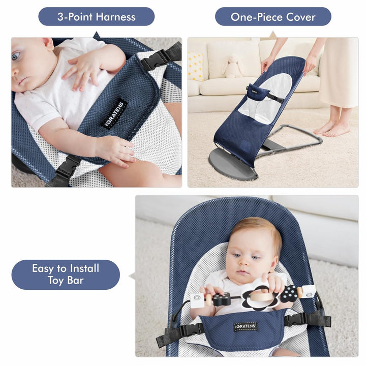 Stoffsitz für Babywippe – Bezug für Babywippe Balance Soft & Bliss, belüftetes Netzgewebe, hautfreun