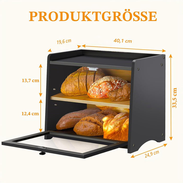 RayLove Bambus Brotkasten, Hölzerner Brotkastens, 2-Lagiger Brotbehälter, Verwendet für Die Lagerung