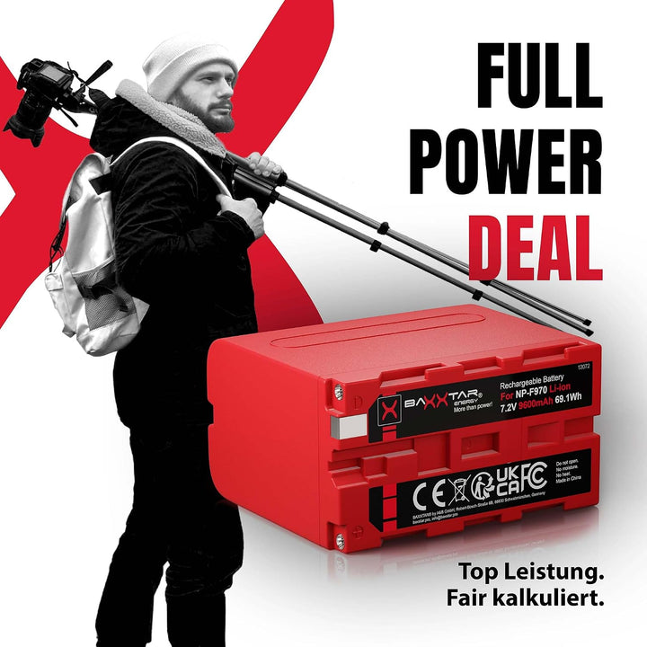 Baxxtar Pro Akku NP-F970 - LG Cells Inside (echte 7800mAh) kompatibel mit Sony NP-F980 / F970 / F750