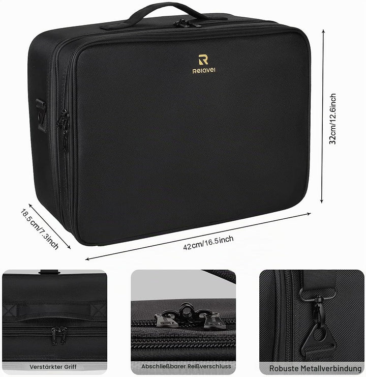 Relavel Extra Gross Make-up-Koffer, Professionelle Make-up-Tasche für Reisen &amp; Visagisten, Tragbare