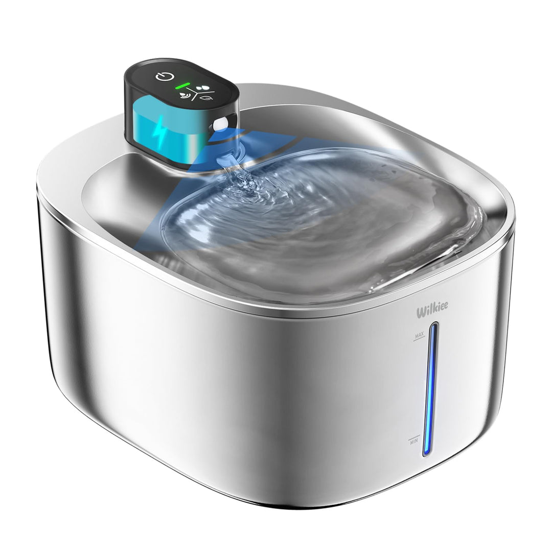 Katzenbrunnen Edelstahl Kabellos,4,1L 4000mAh, Schwarz, No Adapter | 4000mAh, 3 Modi (Sensor/Zeit/Da
