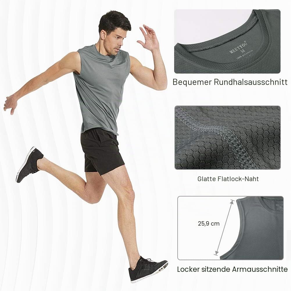 MEETYOO Tank Top Herren, Achselshirts Sport Ärmelloses Shirt Unterhemd Fitness Sleeveless Tshirt für