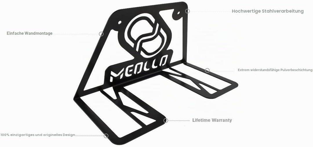 MEOLLO Tischtennisschläger Wandhalterung (100% Stahl) Schwarz, Schwarz