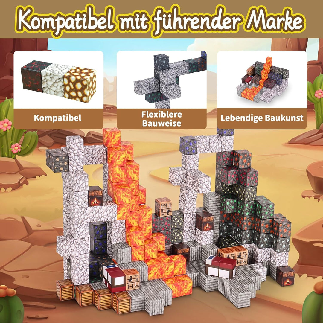Ulikey Magnetische Bausteine, 80 Stück Magnetic Building Cubes 2.5CM Magnetische Würfel Set Bergwerk