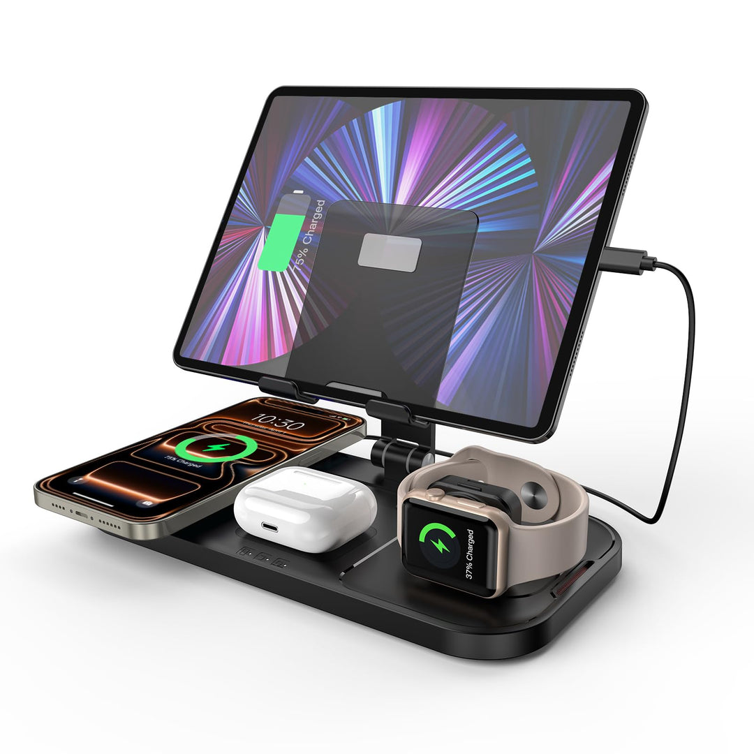 kabelloses Ladegerät für Apple, 4 in 1 Drahtlose Ladestation für iPhone 17/16/15/14/13/12, Ladestati