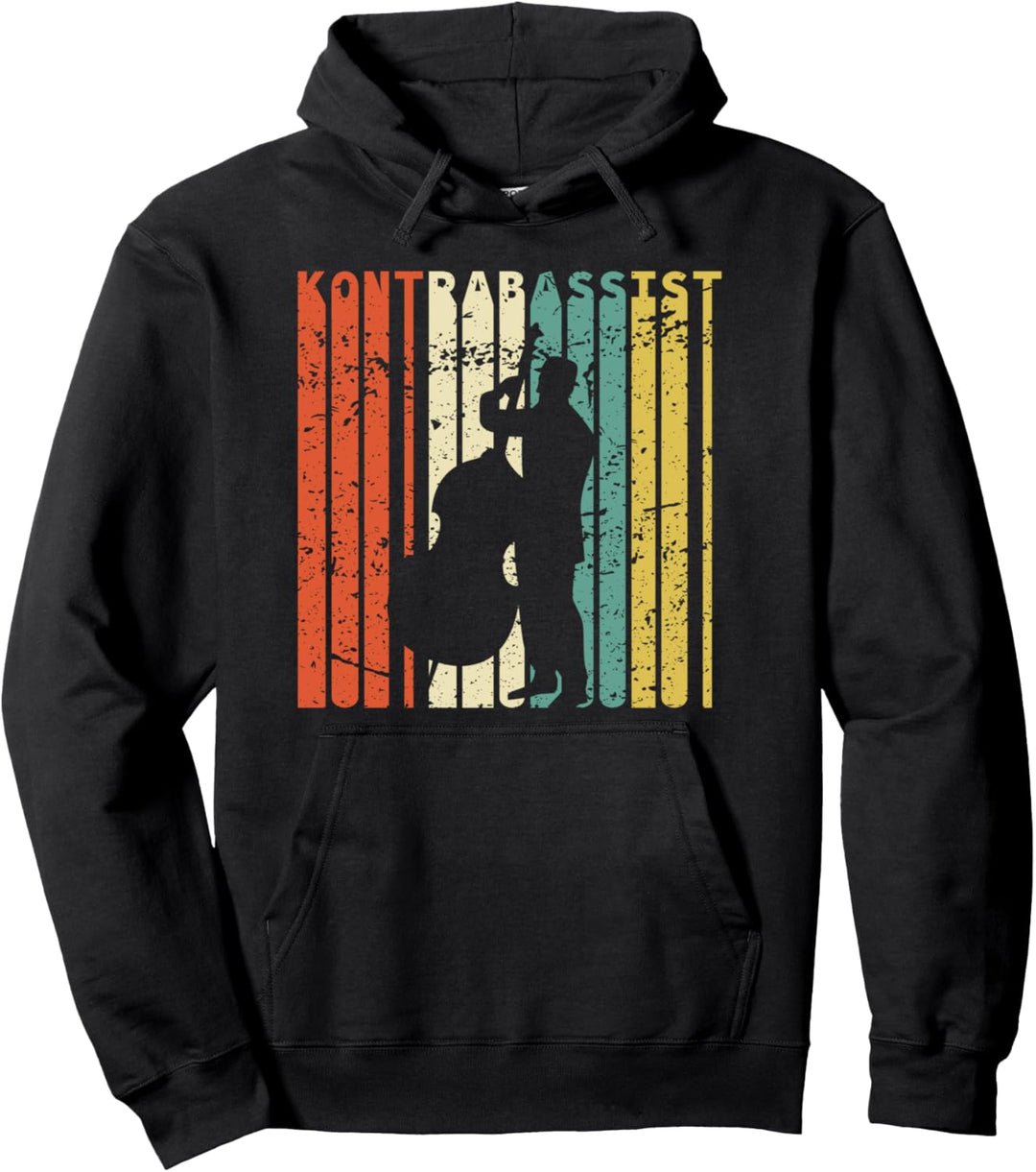 Retro Kontrabassist Musiker Kontrabass Pullover Hoodie