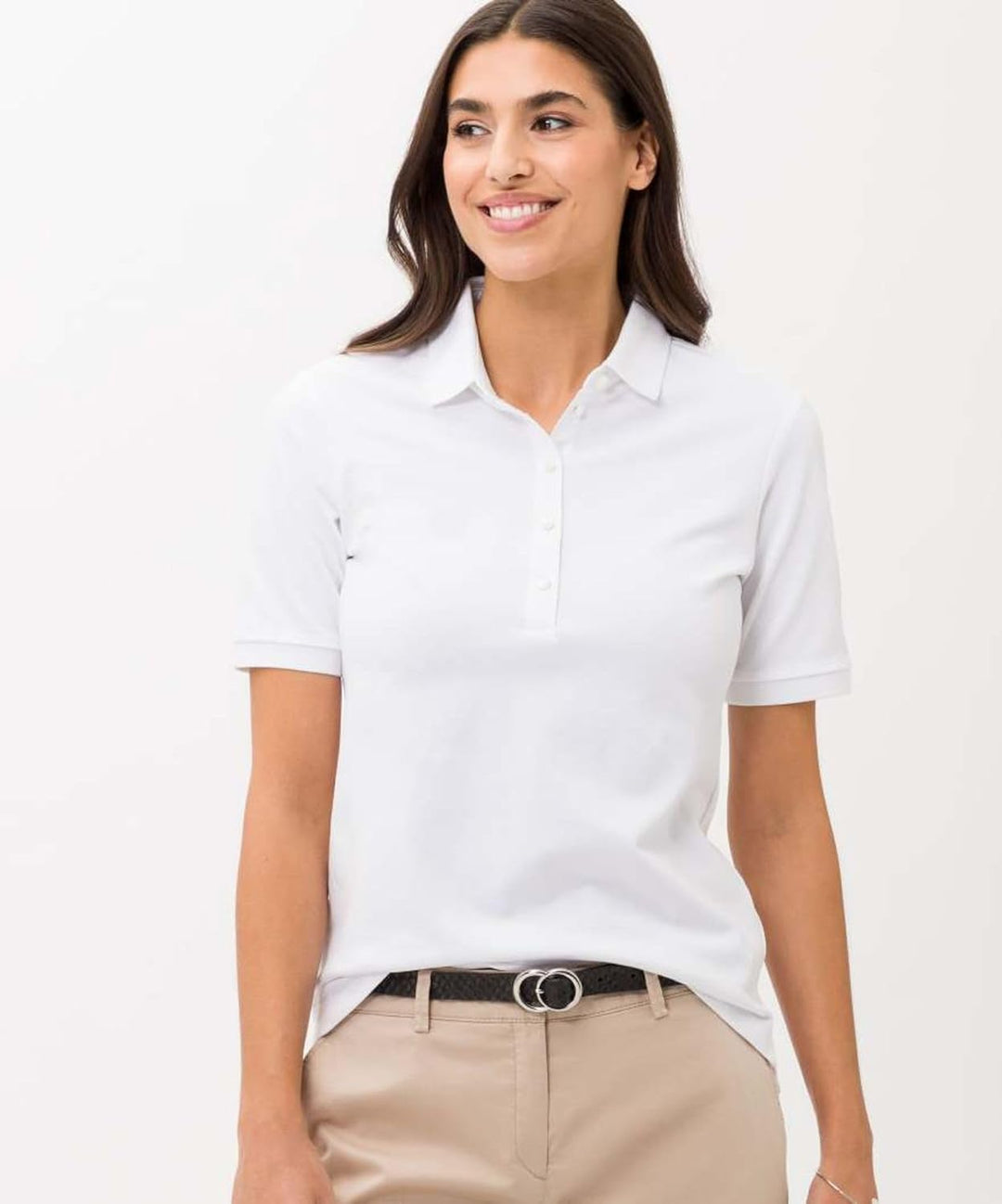 BRAX Damen T-Shirt Poloshirt Cleo Stretchpique Neongrün 36 99 White, 36 99 White