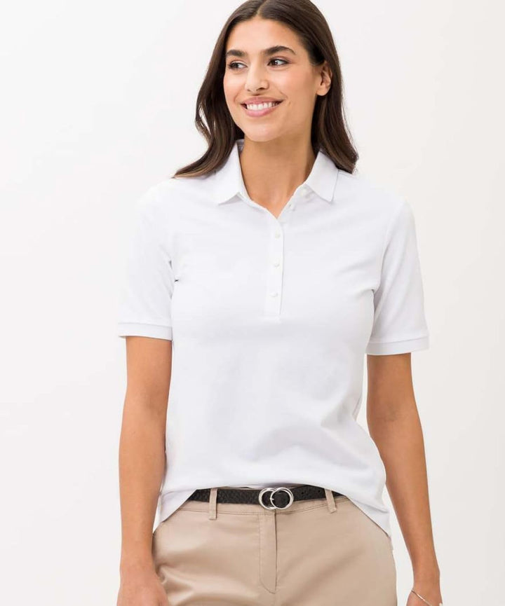 BRAX Damen T-Shirt Poloshirt Cleo Stretchpique Neongrün 36 99 White, 36 99 White
