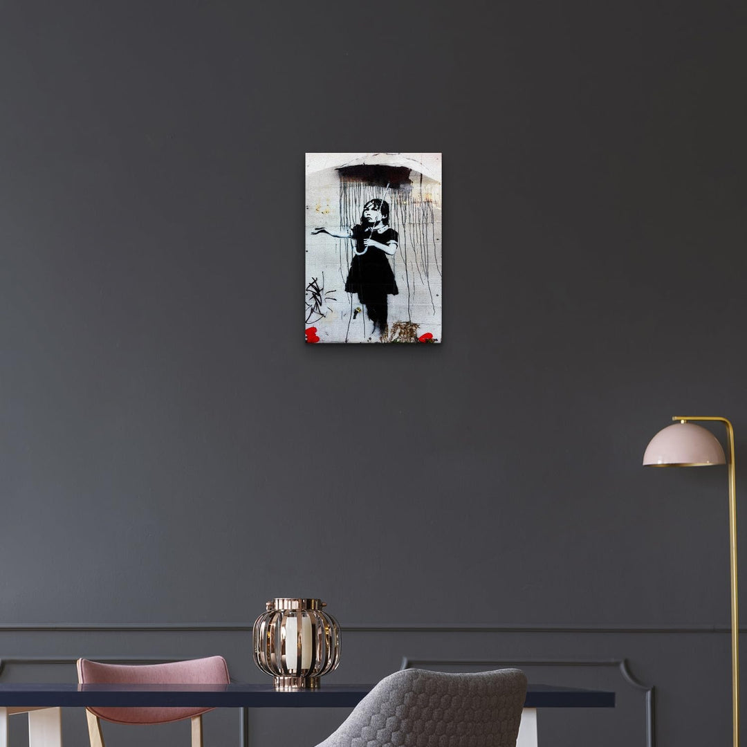 Giallobus - Gemälde - Banksy - - Standardleinwand - 35x50-22 - Regenschirm Mädchen - Bereit zum Aufh