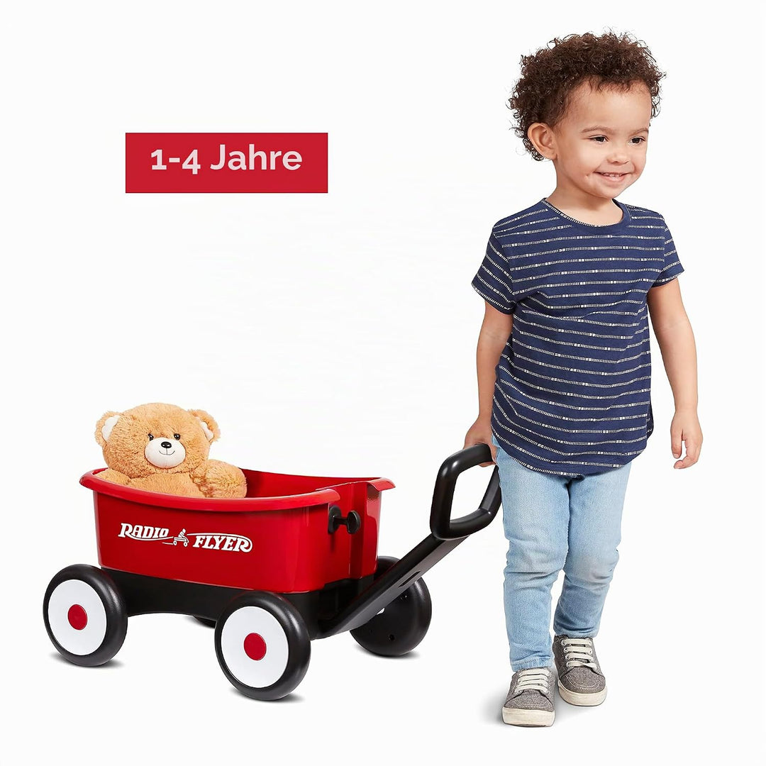 Radio Flyer Push &amp; Pull Walker Kombi mit Teddybär, roter 2-in-1 Wagen für Kleinkinder, für 1–4 Jahre