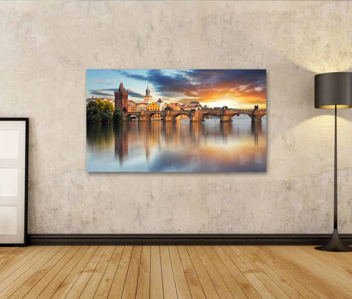 islandburner, Bild auf Leinwand Prag - Karlsbrücke, Tschechien Wandbild Poster Leinwandbild 100x57 1