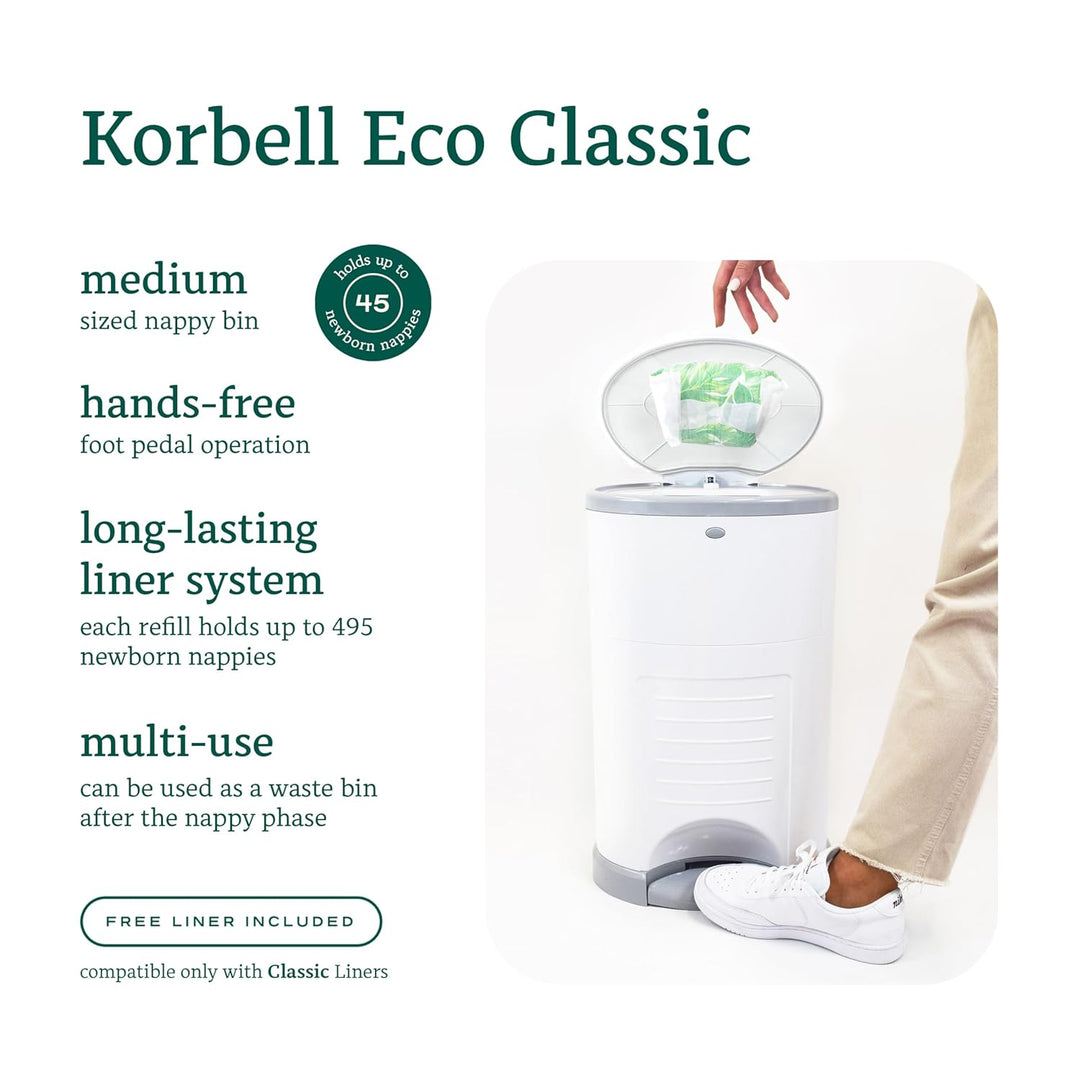 Korbell - Windelbehälter 16 L Handfreier und Ökologisch + 1 Nachfüllpackung
