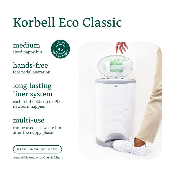 Korbell - Windelbehälter 16 L Handfreier und Ökologisch + 1 Nachfüllpackung