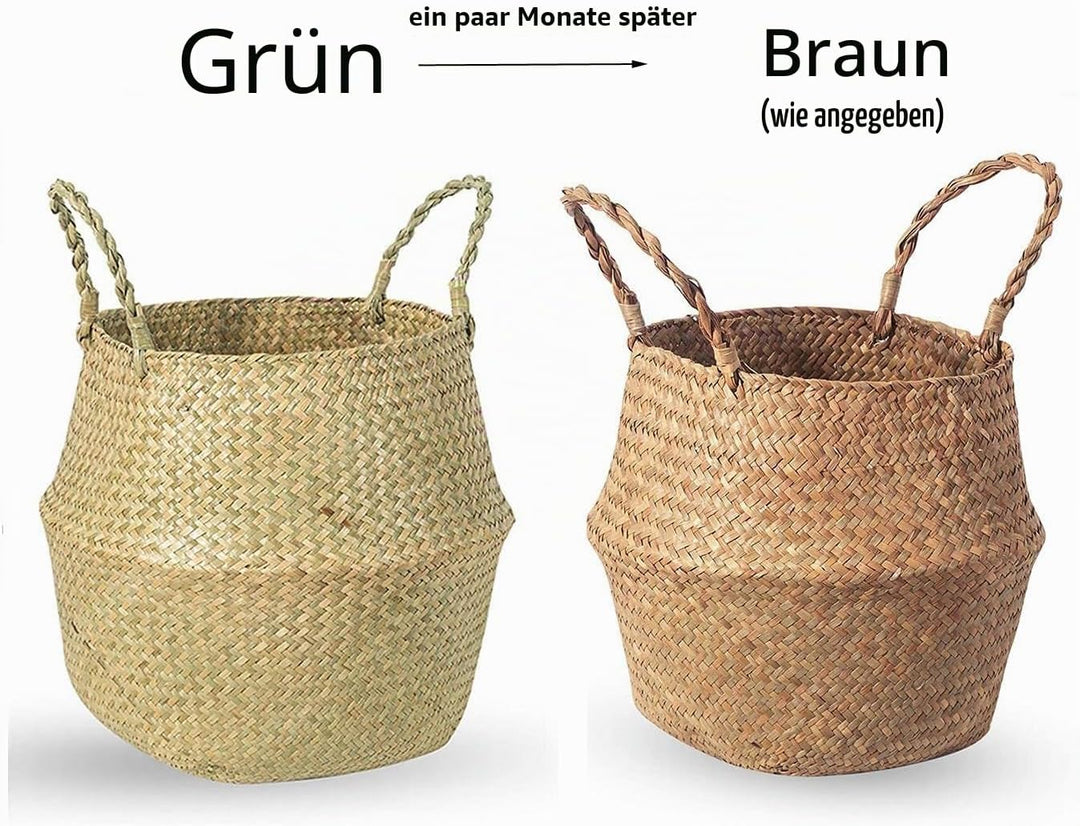 3er Set Wäschekorb - GOODCHANCEUK Faltbar Seegras Blumenkorb Handgewebt Blumen Stroh Korb für Pflanz