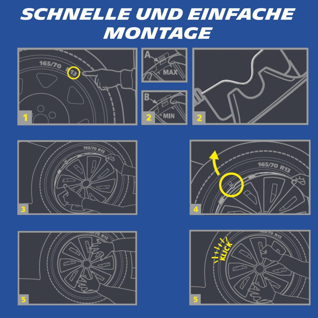 MICHELIN Radkappe MX-FW 16 Zoll Universal Radzierblende | 4 er Set Fürs Auto | ABS Kunststoff | Nigh