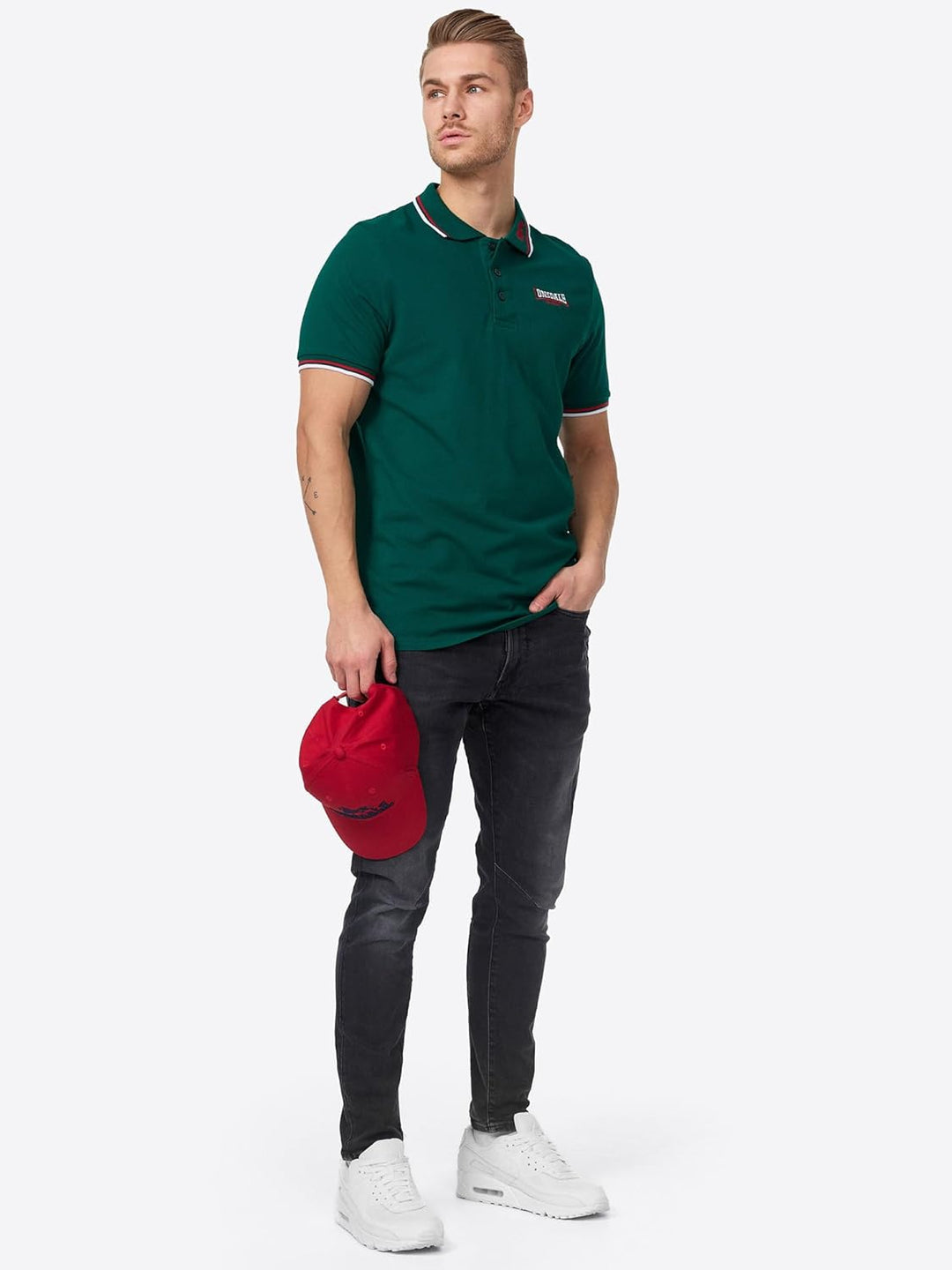 Lonsdale Herren Poloshirt schmale Passform Lion Bottle Green S, Bottle Green S