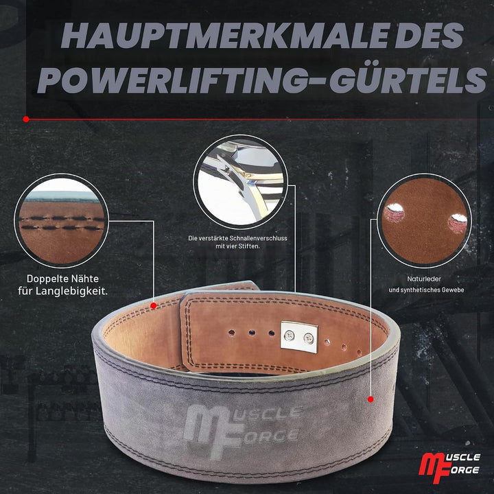 Leder Powerlifting Gürtel mit Stahlschnalle - Gewichthebergürtel für Powerlifting, Weightlifting Bel